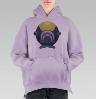 Медитирующий персонаж с космическими планетами hudooozhnik_art, Hoodie Oversize Fiolet, утепленная