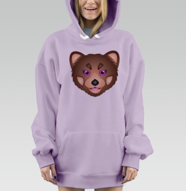 Медведица с фиолетовыми глазами крупным планом голова, Hoodie Mjhigh Dig Mel, Fiolet, утепленная