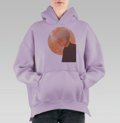 Меланхоличный молодой человек с белыми волосами на фоне, Hoodie Oversize Fiolet, утепленная