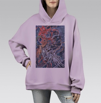 Метаморфоза, Hoodie Mono Fiolet, оверсайз, утепленная