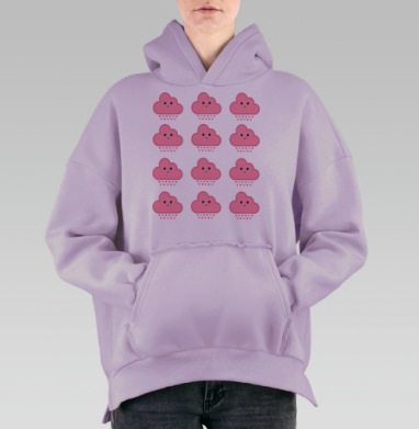 Милые розовые облачка, Hoodie Oversize Fiolet, утепленная
