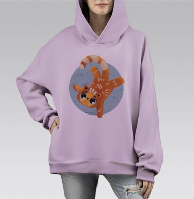 Милый котик, Hoodie Mono Fiolet, оверсайз, утепленная