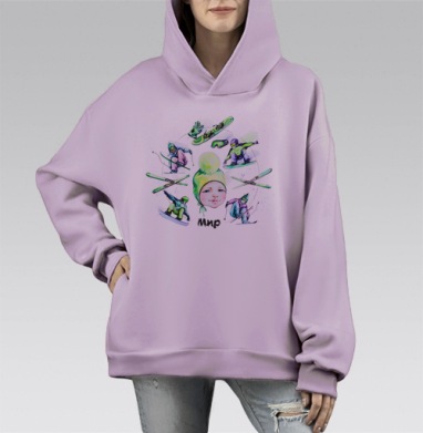 Мир, Hoodie Mono Fiolet, оверсайз, утепленная