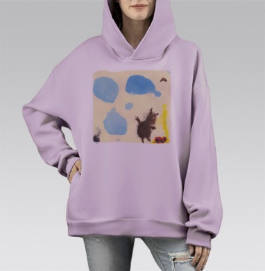 Мишка косолапый, Hoodie Mono Fiolet, оверсайз, утепленная