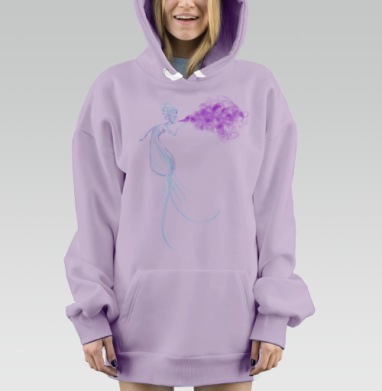 Мистическая фигура выдыхает дым магического леса, Hoodie Mjhigh Dig Mel, Fiolet, утепленная