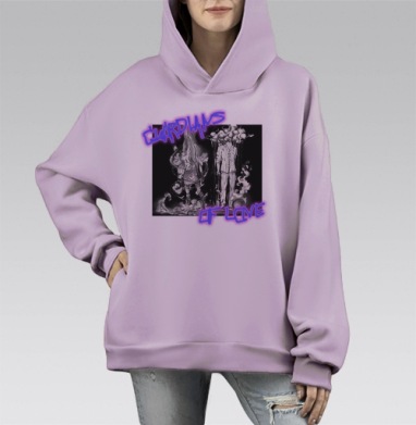 Мистический охранник любви с неоновыми элементами охранник любви, Hoodie Mono Fiolet, оверсайз, утепленная