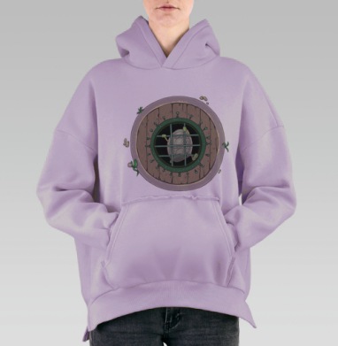 Монета в клетке символ ограничения финансов Денежный узник колодец, Hoodie Oversize Fiolet, утепленная