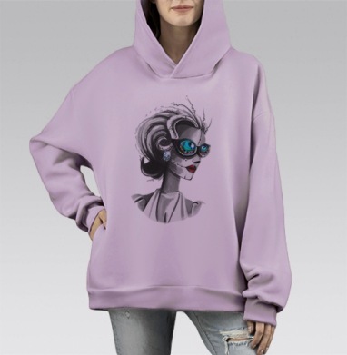 МОНРО, Hoodie Mono Fiolet, оверсайз, утепленная