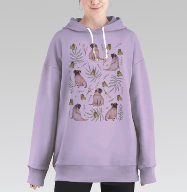 Мопсы, Hoodie Long Oversize Fiolet