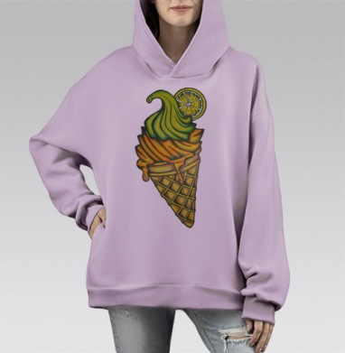 Мороженное, Hoodie Mono Fiolet, оверсайз, утепленная