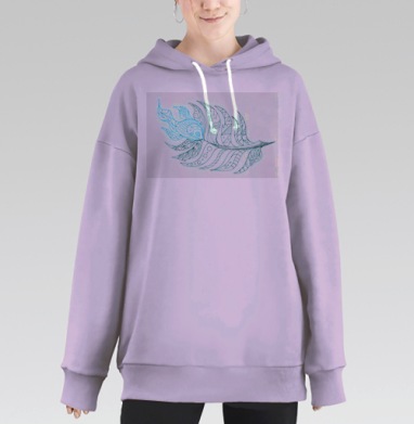 Морская Рыбка Водоросли Перышко Легкость Чистота, Hoodie Long Oversize Fiolet