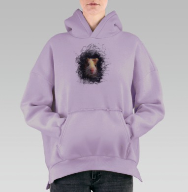 Морская свинка в черном пятне Морская свинка, Hoodie Oversize Fiolet, утепленная