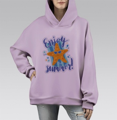 Морская звезда, Hoodie Mono Fiolet, оверсайз, утепленная