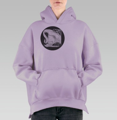 Морской хищник глубоководный агрессивный Кого в темноте океана, Hoodie Oversize Fiolet, утепленная
