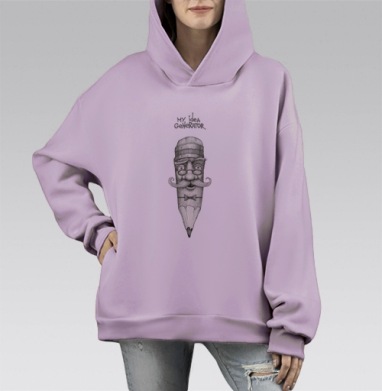 Мой идейный генератор, Hoodie Mono Fiolet, оверсайз, утепленная