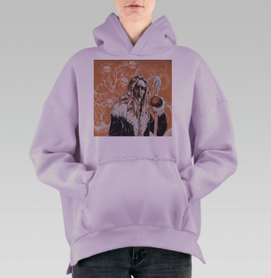 Мрачный Карачун со посохом вместо Деда Мороза, Hoodie Oversize Fiolet, утепленная
