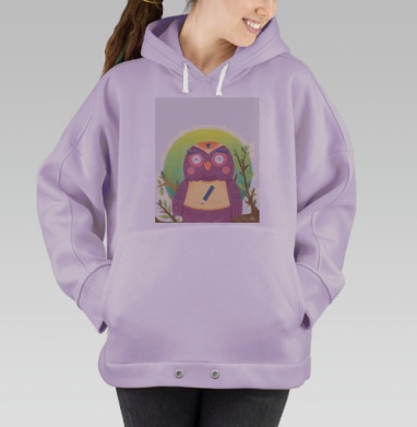 Мудрая сова с карандашом и советом для творчества, Hoodie Oversize Fiolet