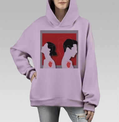 Мужчина Женщина Противоположные сердцем Красный, Hoodie Mono Fiolet, оверсайз, утепленная