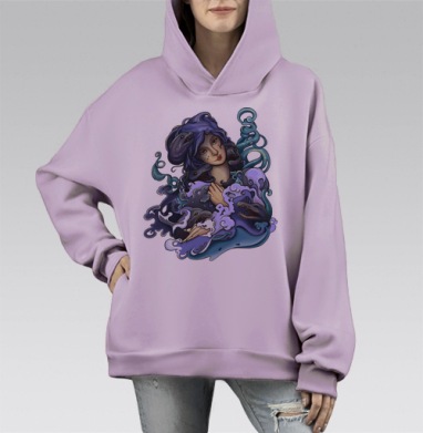 Мурена, Hoodie Mono Fiolet, оверсайз, утепленная