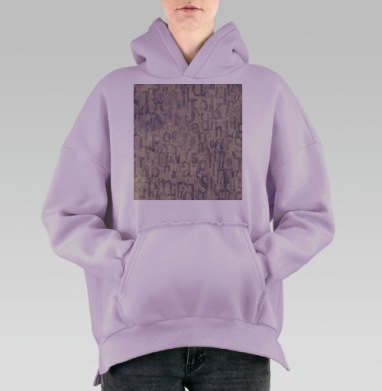 Мягкие Серо Сиреневые Буквы На Фоне, Hoodie Oversize Fiolet, утепленная