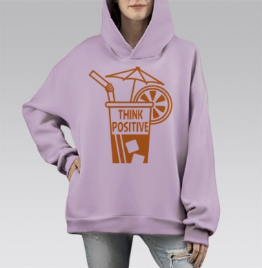 Наполовину полный, Hoodie Mono Fiolet, оверсайз, утепленная