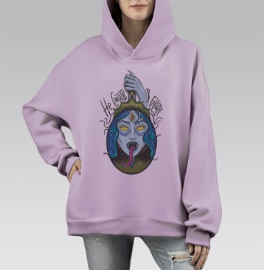 НЕ СМОТРИ, Hoodie Mono Fiolet, оверсайз, утепленная