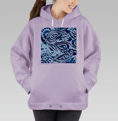 Небесно голубой индийский пейсли узор тренд года, Hoodie Oversize Fiolet