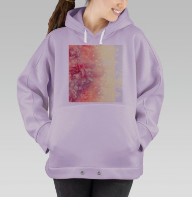 Нежные розовые пионы весеннее цветение красивые цветы, Hoodie Oversize Fiolet