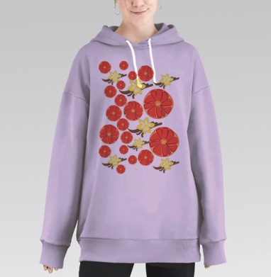 Нежный грейпфрут, Hoodie Long Oversize Fiolet