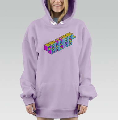 Неоновая трёхмерная надпись с динамикой иронией, Hoodie Mjhigh Dig Mel, Fiolet, утепленная
