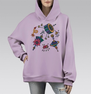 Неземной полет, Hoodie Mono Fiolet, оверсайз, утепленная