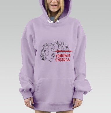 Ночь темна и полна ужасов, Hoodie Mjhigh Dig Mel, Fiolet, утепленная