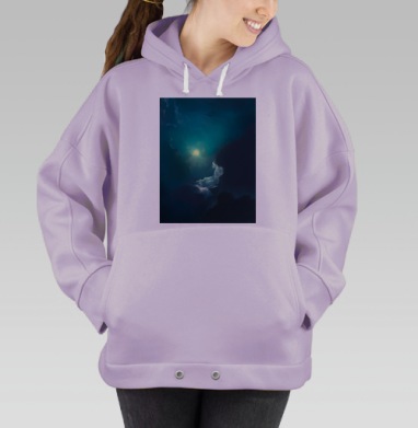 Ночное Светящееся Небо с Облаками Туманными, Hoodie Oversize Fiolet