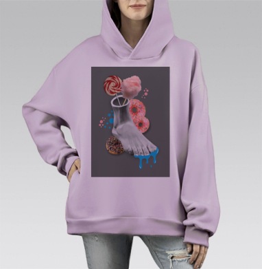 Нога статуи на темном, Hoodie Mono Fiolet, оверсайз, утепленная