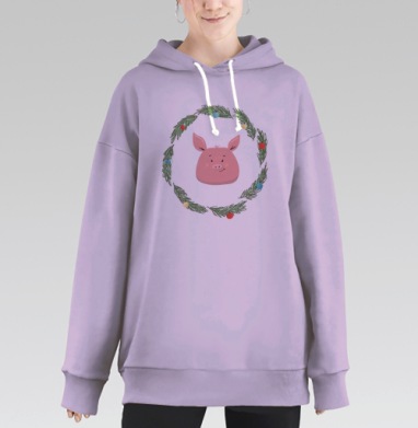 Новогодний поросенок, Hoodie Long Oversize Fiolet