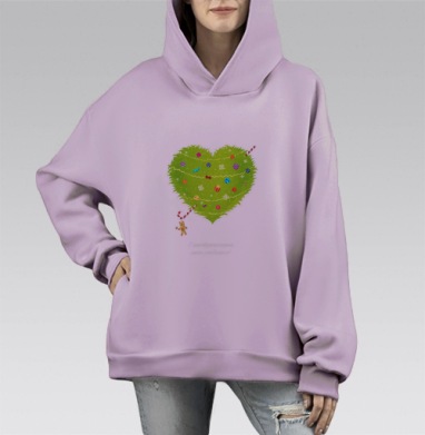 Новый год с любовью, Hoodie Mono Fiolet, оверсайз, утепленная