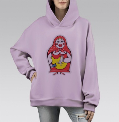 О, матрешка, Hoodie Mono Fiolet, оверсайз, утепленная