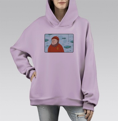 О море, Hoodie Mono Fiolet, оверсайз, утепленная