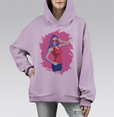Очки розовые, Hoodie Mono Fiolet, оверсайз, утепленная