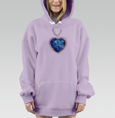 Огненно синий сапфир в оправе кулон цепочка, Hoodie Mjhigh Dig Mel, Fiolet, утепленная