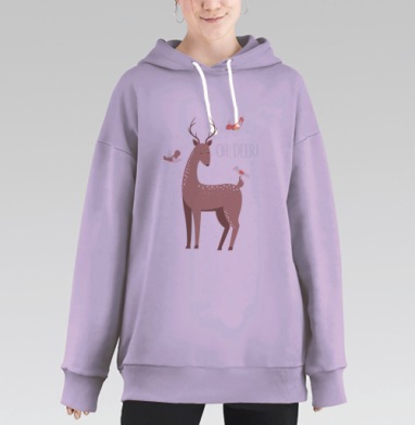 Олень в лесу, Hoodie Long Oversize Fiolet