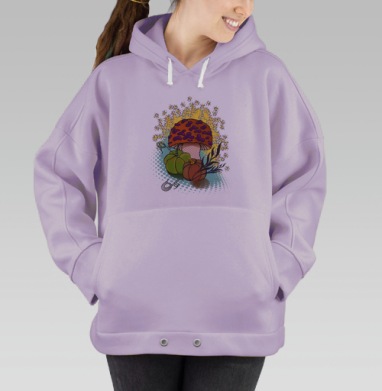 Осенний гриб с тыквами в стиле поп арт, Hoodie Oversize Fiolet