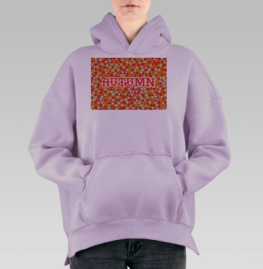 Осенняя геометрия теплых оттенков в ритме осень, Hoodie Oversize Fiolet, утепленная