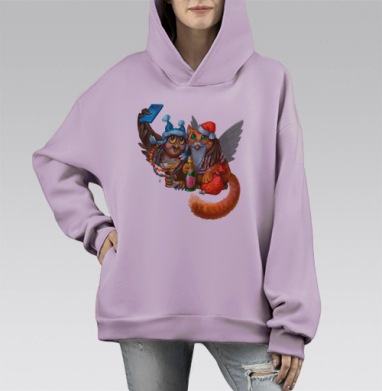 Отмечаем праздник, Hoodie Mono Fiolet, оверсайз, утепленная