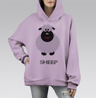 Овечечка, Hoodie Mono Fiolet, оверсайз, утепленная