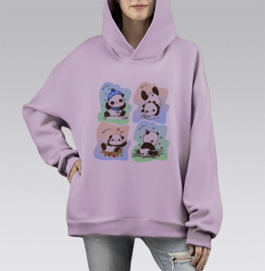 Пандочки, Hoodie Mono Fiolet, оверсайз, утепленная