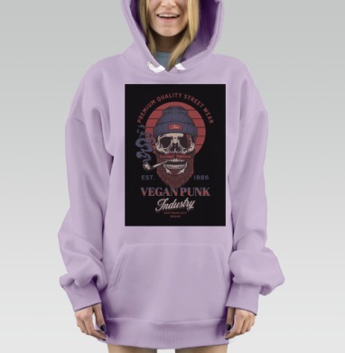 Панк череп веган стиль вязаной шапки, Hoodie Mjhigh Dig Mel, Fiolet, утепленная