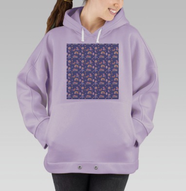 Пастельная детская сцена с единорогами и куклами для девочки, Hoodie Oversize Fiolet