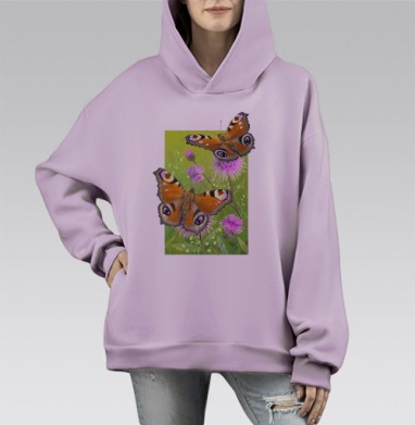 Павлиний глаз, Hoodie Mono Fiolet, оверсайз, утепленная