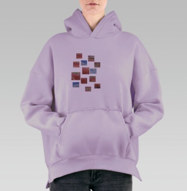 Пазл Саянских гор с яркой природой и текстом стань героем походов, Hoodie Oversize Fiolet, утепленная